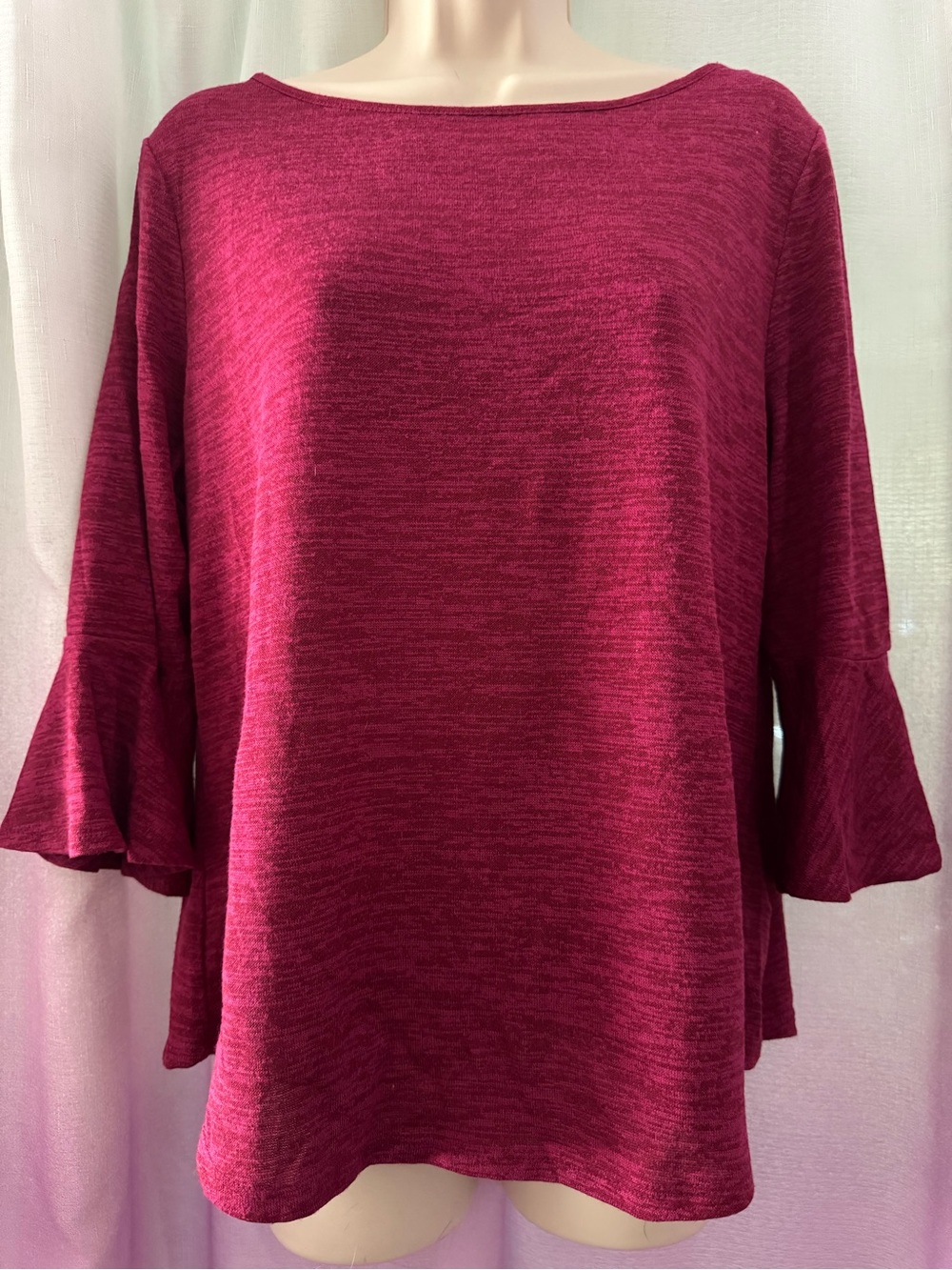 Apt. 9 Women's Raspberry Boatneck Ruffle Sleeve Tunic